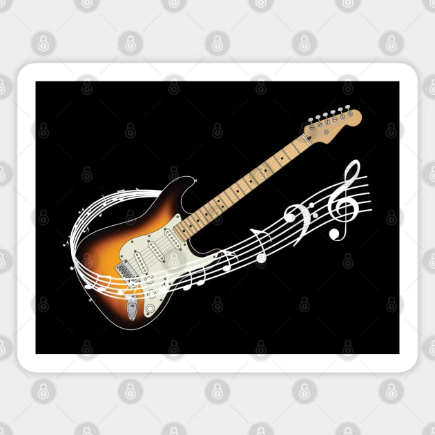 Music Staff Sunburst Electric Guitar Sticker by nightsworthy